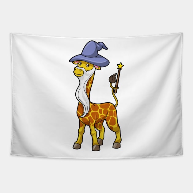 Giraffe as Wizard with Magic wand & Hat Tapestry by Markus Schnabel