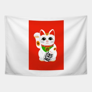 Lucky Chinese Waving Cat ( Red Version ) Tapestry