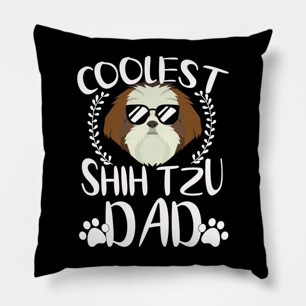Glasses Coolest Shih Tzu Dog Dad Pillow by mlleradrian