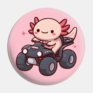 Cute axolotl on ATV Pin