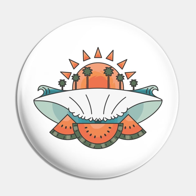 Wave and Watermelon Sunset Pin by JDP Designs