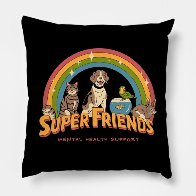 Super Mental Health Friends Pillow by Vincent Trinidad Art