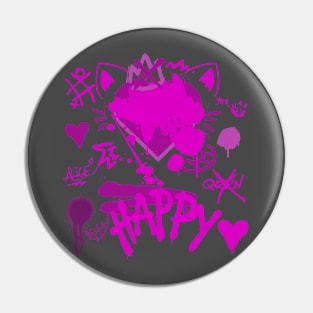 Punk Themed Cheshire Cat Alice In Wonderland Graffiti Splatter Paint Pin