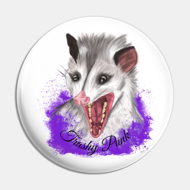 Trashy Punk Possum Design Pin by TrapperWeasel