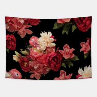 Just Flowers on Black Tapestry
