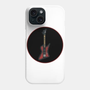 Tiled Pixel Red Bird Bass Guitar in a Black Circle Phone Case