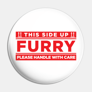 Red - Furry, Please Handle with Care Pin