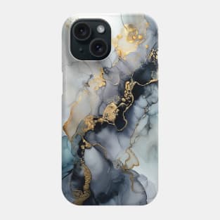 Golden Waves of Blue - Abstract Alcohol Ink Art Phone Case