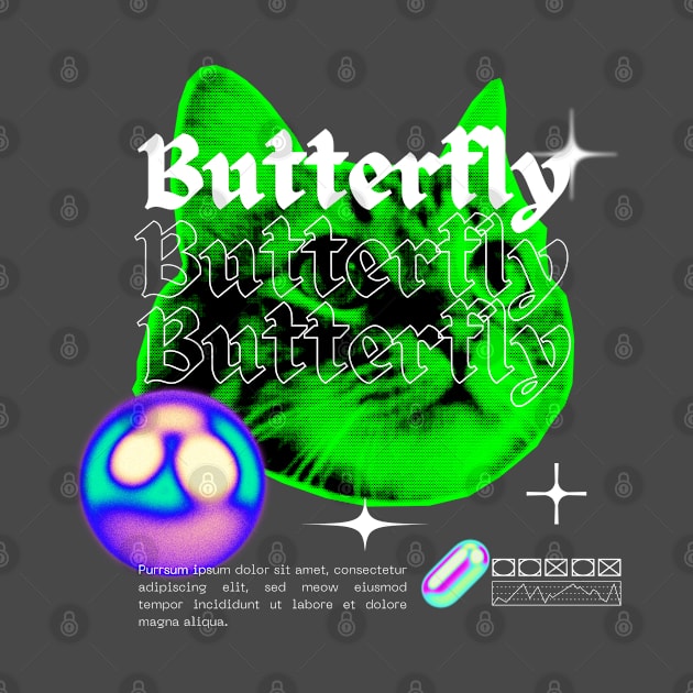 Trippy Cat Butterfly - Ugly Shirt Collection by Yelda