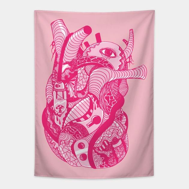 Pink Light Heart Tapestry by kenallouis