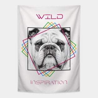 English Bulldog Dog Wild Nature Animal Illustration Art Drawing Tapestry