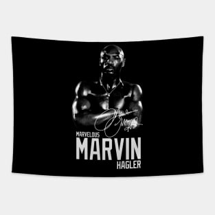 Marvelous Marvin Hagler Boxing Legend Signature Vintage Retro 80s 90s Bootleg Rap Style Tapestry