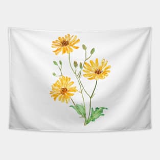 yellow wildflower hawksbeard painting Tapestry