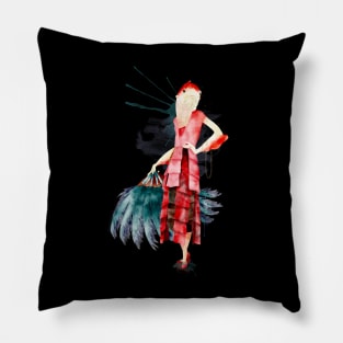 Flapper Reverse Mermaid Messy Raindrop Watercolor Painting Pillow