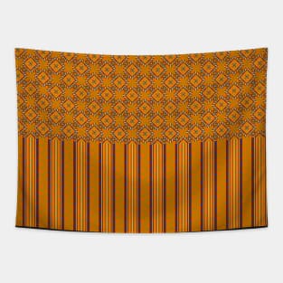 Pattern orange stripes and iridescent floral ornaments Tapestry