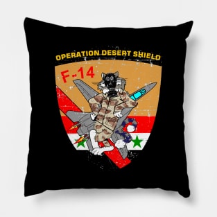 F-14 Tomcat - Operation Desert Shield F-14 - Grunge Style Pillow
