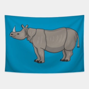 Javan rhinoceros cartoon illustration Tapestry