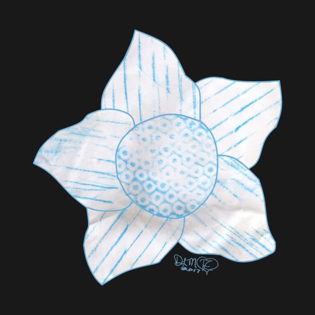 teal turquoise flower with variegated petals by DlmtleArt