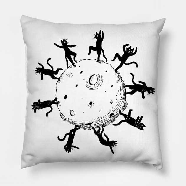 Cats dancing on the moon Pillow by Sebastian