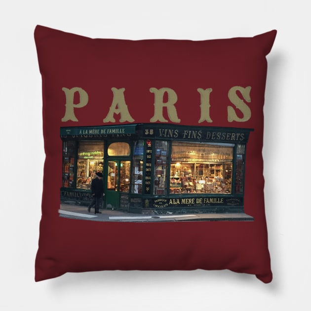 Paris Corner Shop Pillow by TenomonMalke