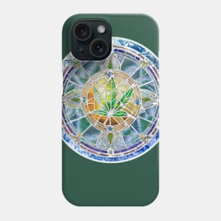 Camo cannabis stained glass rose window 420 dispensary weed Phone Case