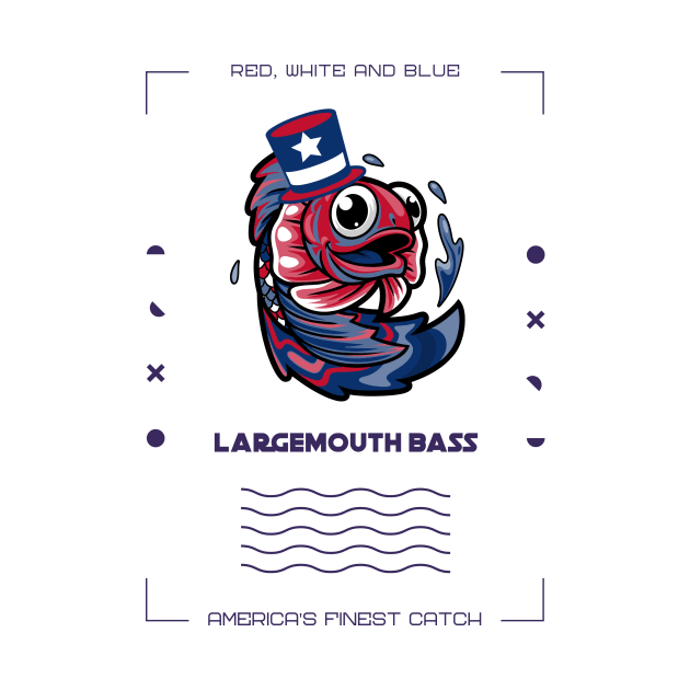 Largemouth Bass and the Red, White, and Blue: America's Finest Catch by lildoodleTees