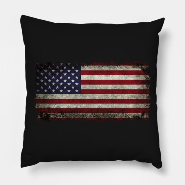 USA flag in grunge Pillow by Sterling