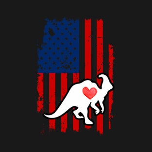 Dinosaurs Merica Usa American Flag T-Shirt