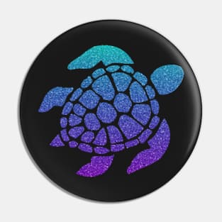 Bright Purple Blue Teal Ombre Faux Glitter Turtle Pin