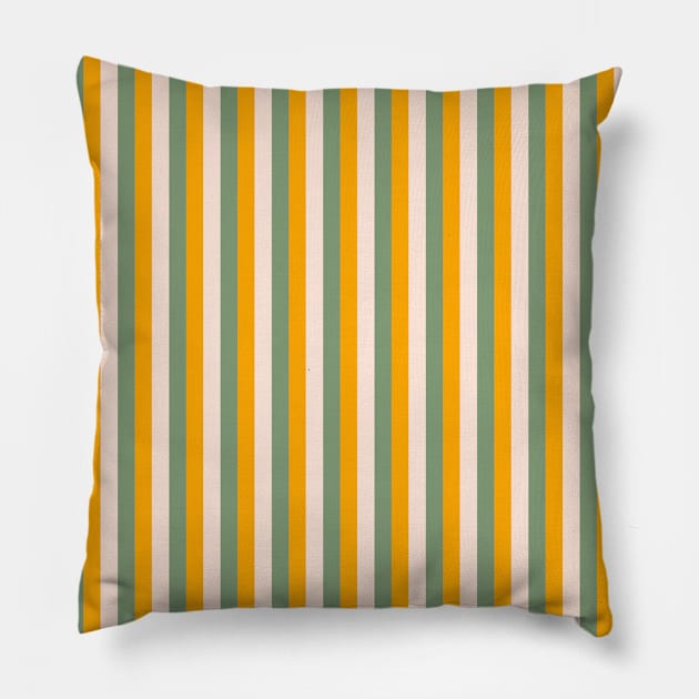 Vertical Stripes Gold Orange Pink Green Pillow by Sandra Hutter Designs