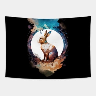 Year of the rabbit chinese zodiac sign galaxy circle Tapestry