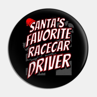 Santa's Favorite Racecar Driver Funny Christmas Racing Xmas Race Car Checkered Flag Pin