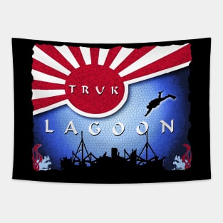 Truk Lagoon Wreck Dive WWII Japan Flag Scuba Diving Gifts Tapestry