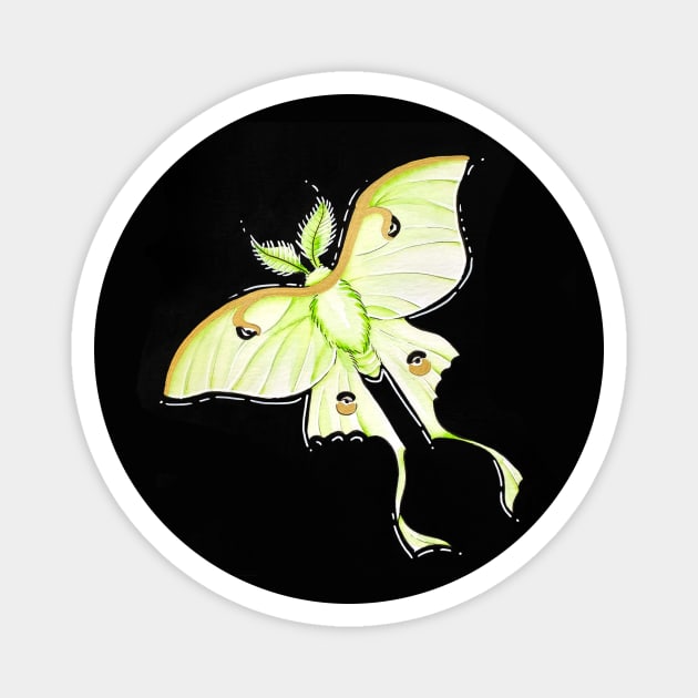 Luna Moth Circle Magnet by Leonie Jonk