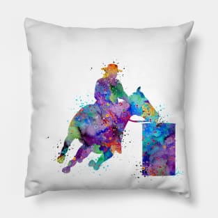 Barrel Racer Boy Colorful Watercolor Rodeo Gift Pillow