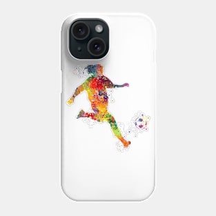 Girl Soccer Player Kick Watercolor Silhouette Phone Case