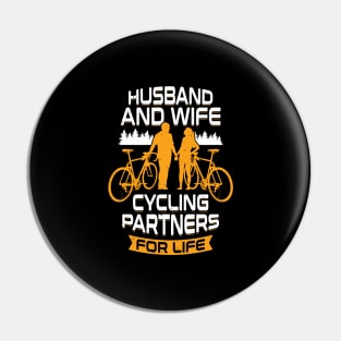 Husband And Wife Cycling Partners For Life Pin