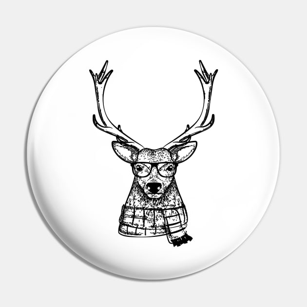 Deer - Deer Wearing Eye Glass Pin by KC Happy Shop