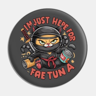 One design features a sneaky ninja cat with a katana in one hand and a can of tuna in the other. (3) Pin