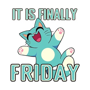 Cartoon Cat - Finally Friday T-Shirt