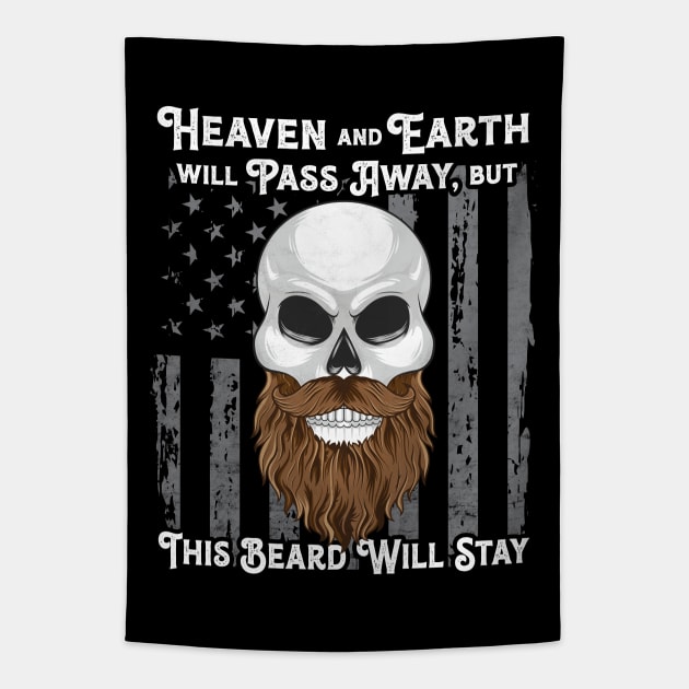 Bearded Man American Flag Skull Patriotic Tapestry by Pennelli Studio