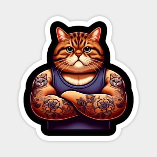 Tabby Cat with Cat Tattoo Magnet