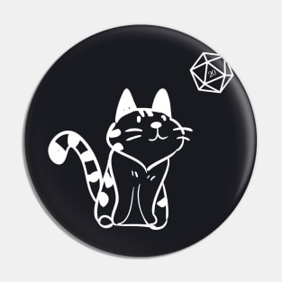 Funny Cat with D20 Dice Tabletop RPG Pin