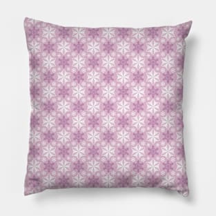 Bright Pink and Winter White Snowflakes Pattern Pillow