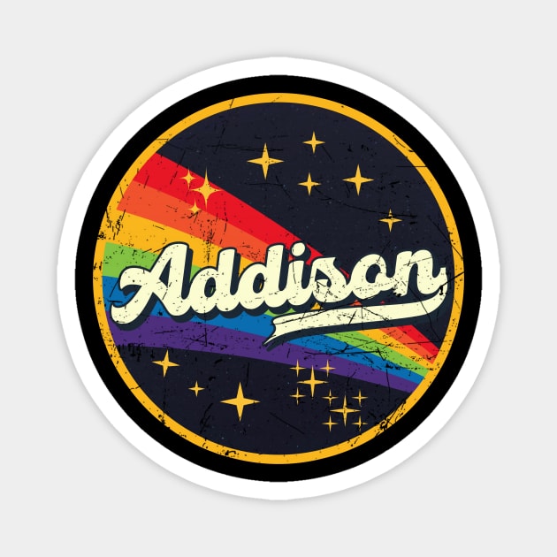 Addison // Rainbow In Space Vintage Grunge-Style Magnet by LMW Art