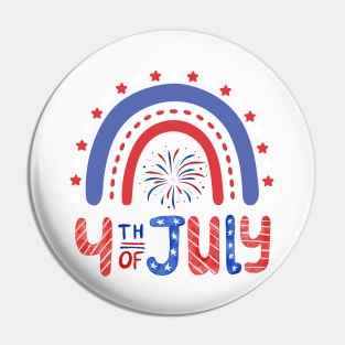 4th of July, Patriotic Rainbow, Stars and Fireworks Pin