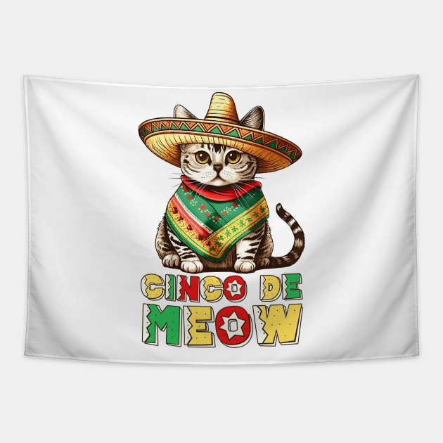 Fiesta Squad Funny Mexican Cat Fiesta Party Cinco De Meow Tapestry by Tater's 