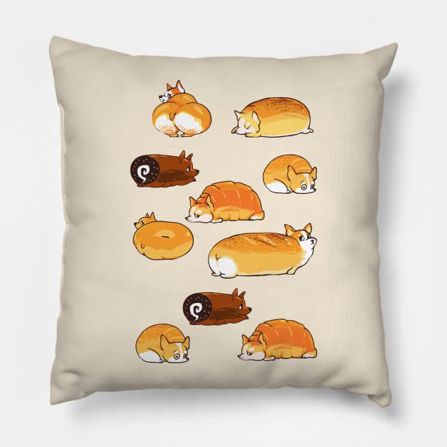 Bread Corgis Pillow by huebucket