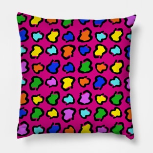 Pink Colorful Bit Cat Print Pillow