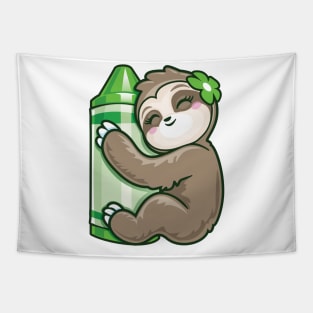 Green Crayon Coloring Sloth back to school gift Tapestry